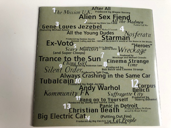 Goth Oddity / A Tribute to David Bowie ft. Alien Sex Fiend, Mission UK, Nosferatu, Christian Death Gene Loves Jezebel / Audio CD 1999 / Cleopatra records / CDM Gram 121  
