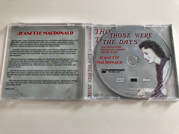 Those were the days - Featuring Jeanette Macdonald / The Enchanting Sounds of a Golden Era of Music / Audio CD 2001 / Forefront Nostalgia Series (502221602035)