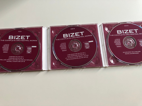 Bizet - The Complete Orchestral Works / Carmen Suites - L' Arlésienne / Royal Philharmonic Orchestra / Conducted by Enrique Batiz / Classic Mania / 3CD Set (5028421928302)