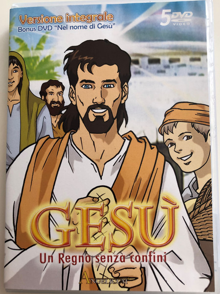 Gesú - Un regno senza confini (1998) 5 DVD SET Jesus - A kingdom without borders / Directed by: Jung Soo Yong / Italian Cartoon Series / Full version - Versione integrale / Bonus DVD "Nel nome di Gesú" - In the name of Jesus (8015948305478)