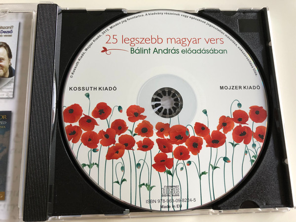 25 legszebb magyar vers / Bálint András előadásában / Audio CD 2018 / 25 most beautiful Hungarian poems / Recited by András Bálint / Kossuth-Mojzer (9789630982245)