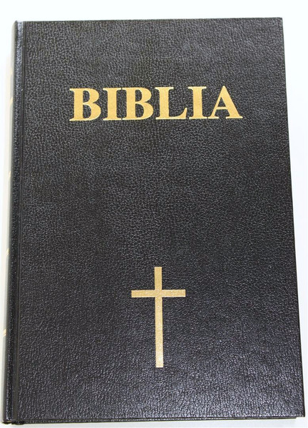 Romanian Bible Large Black Hardcover with Gold Cross / Biblia sau Sfanta Scri...