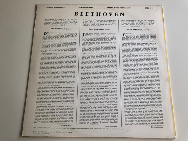 Beethoven recital / Dorel Handman, piano / Gravure Universelle / Synchro-Stereo / SMS 2709 (SMS2709)