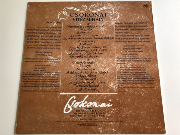 Csokonai Vitéz Mihály / Előadják - Read by: Básti Juli, Papp Zoltán, Szacsvay László / Directed by Török Tamás / Hungaroton 1987 / SLPX 14046 (SLPX14046)