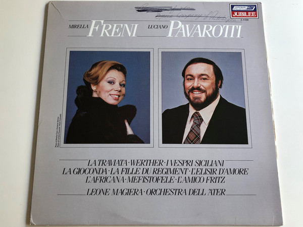 Mirella Freni, Luciano Pavarotti - La Traviata, Werther, I Vespri Siciliani, La Gioconda, La Fille du Regiment / Orchestra Dell 'Ater / Conducted by Leone Magiera / Jubilee 1981 / LP, JL41009 (JL41009)