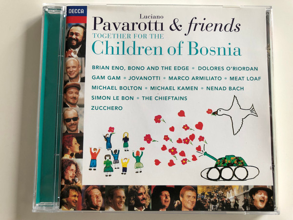 Luciano Pavarotti & friends / Together for the Children of Bosnia / Brian Eno, Bono and the edge, Gam Gam, Jovanotti, Meat Loaf, Michael Kamen, The Chieftans, Zucchero / Live from the Parco Novi Sad, Modena 1995 / Audio CD 1996 Decca 452 100-2 (028945210025)