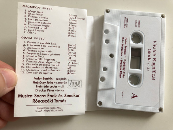 Vivaldi : Magnificat - Gloria / Musica Sacra Ének És Zenekar ‎/ Allegro Thaler ‎CASSETTE STEREO