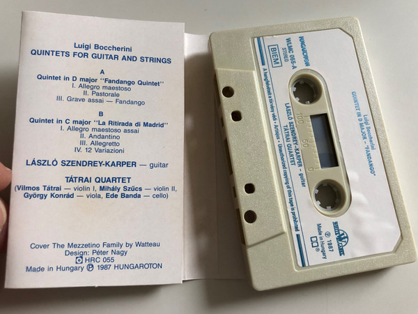 Boccherini - Guitar Quintets / La Ritirada Di Madrid, Fandango / Laszlo Szendrey-Karper / Tatrai Quartet / WHITE LABEL CASSETTE STEREO / WLMC 055