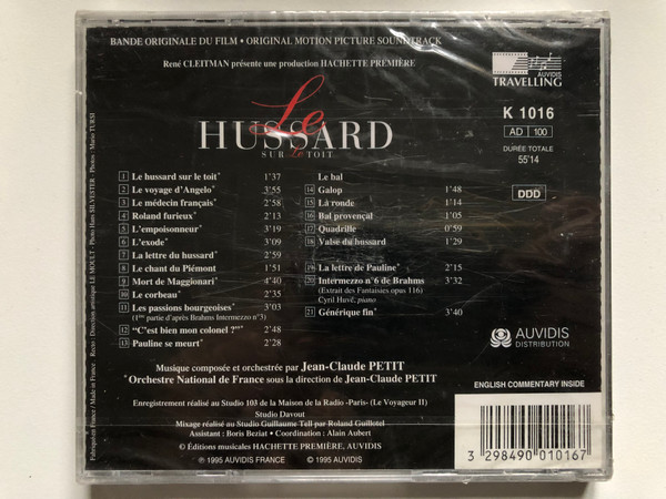 Le Hussard Sur le toit (The Horseman on the Roof) Original Motion Picture Soundtrack / Juilette Binoche, Olivier Martinez / Music composed and conducted by Jean-Claude Petit / French National Orchestra / Audio CD 1995 / K 1016