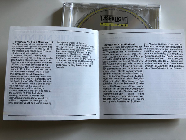 Ludwig van Beethoven - ''Die Neunte'' / Symphony No.9 ''Choral'' / Andor, Szirmay, Korondy, Solyom-Nagy / Philharmonisher Chor Budapest / Ungarishes Philharmonie-Orchester / Janos Ferencsik / Laser Light Digital Audio CD Stereo / 14 029