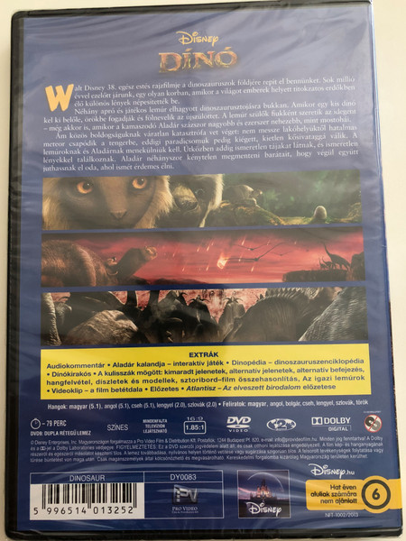 Dinosaur DVD 2000 Dínó / Directed by Ralph Zondag, Eric Leighton / Starring: D. B. Sweeney, Alfre Woodard, Ossie Davis, Max Casella, Hayden Panettiere (5996514013252)