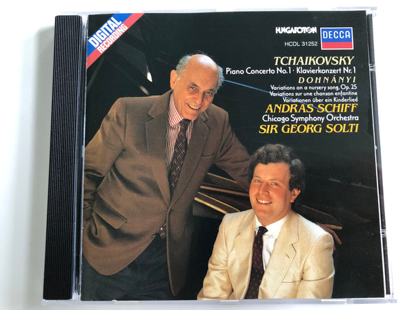 Tchaikovsky - Piano Concerto No.1, Klavierkonzert Nr.1 / Dohnányi / Variations On A Nursery Song. Op. 25 / Andras Schiff / Chicago Symphony Orchestra / Conducted: Sir Georg Solti ‎/ Hungaroton Audio CD 1986 Stereo / HCDL 31252