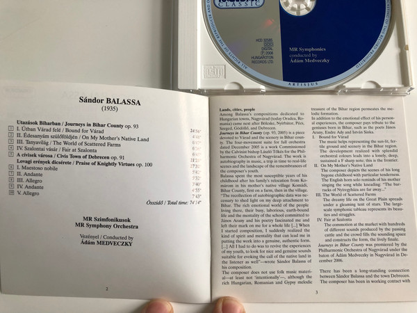 Sandor Balassa - Jouneys in Bihar County Op.93, Civis Town of Debrecen Op.91, Praise of Knightly Virtues Op.100 / Hungaroton Audio CD 2008 Stereo / HCD 32585