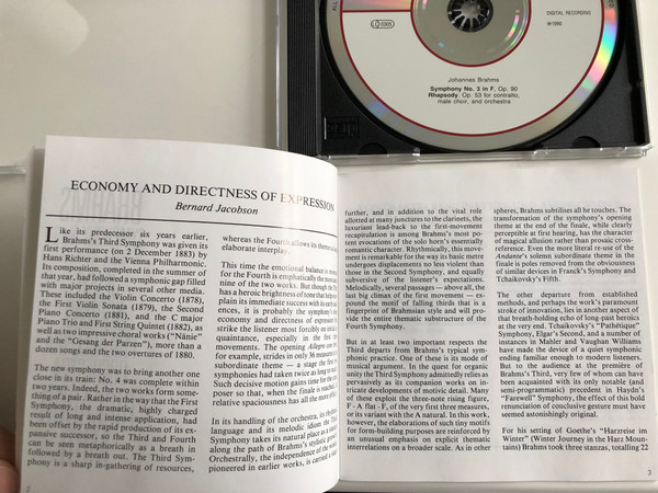 Brahms – Symphony No. 3, Alt-Rhapsody / Jessye Norman / Philadelphia Orchestra / Conducted: Riccardo Muti ‎/ Philips Audio CD 1990 / 426 253-2