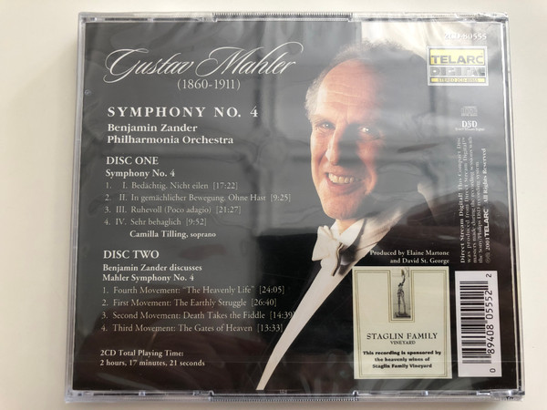 Mahler - Symphony No. 4 / Benjamin Zander / Philharmonia Orchestra / Camilla Tilling, soprano / Includes Bonus CD / 2CD Audio Set / Telarc Digital (089408055522)