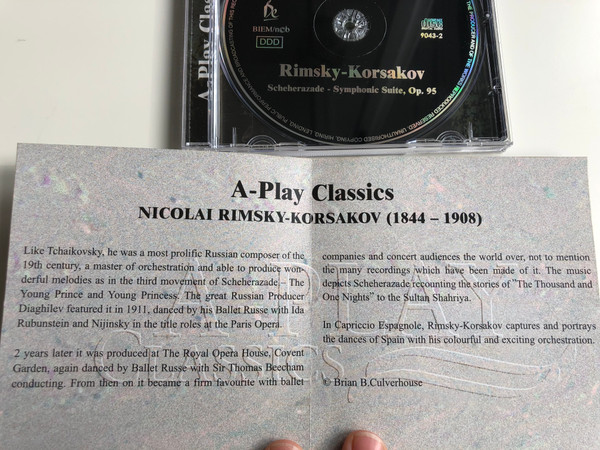 Rimsky-Korsakov - Scheherazade, Symphonic Suite, Op. 95 / U.S.S.R State Symphony Orchestra / Conducted: Alexander Tcherkov / A-Play Classics Audio CD / 9043-2