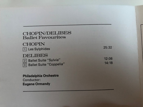 Ballet Favourites / Chopin: Les Sylphides / Delibes: Sylvia, Coppelia / Digitally Mastered / CBS Odyssey Audio CD 1989 Stereo / MBK 44815