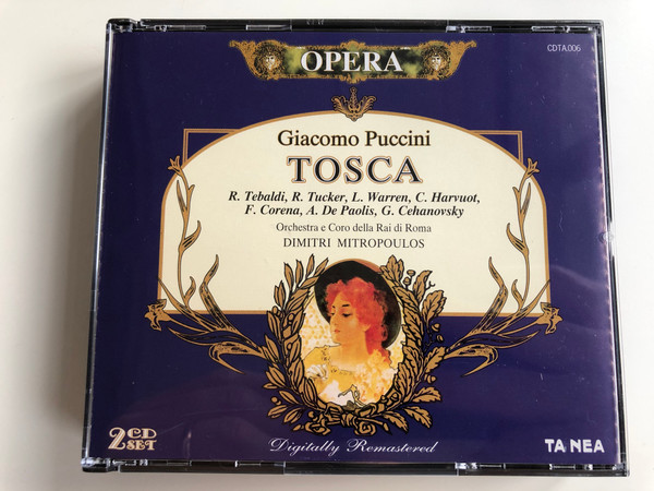 Opera / Giacomo Puccini ‎– Tosca / R. Tebaldi, R. Tucker, L. Warren, C. Harvuot, F. Corena, A. De Paolis, G. Cehanovsky / Orchestra e Coro della Rai di Roma / Dimitri Mitropoulos / Opera 2x Audio CD 1997 /‎ CDTA.006