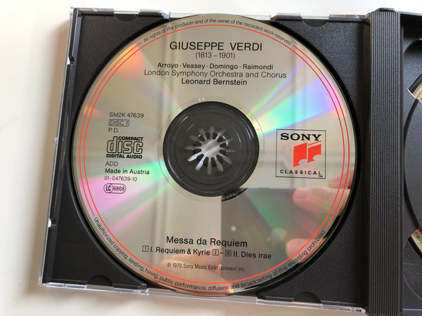 Leonard Bernstein - Verdi: Requiem / Arroyo, Veasey, Domingo, Raimondi / London Symphony Orchestra & Chorus / The Royal Edition / Painting By H.R.H. The Prince of Wales, No.97 of 100 / Sony Classical 2x ‎Audio CD 1970 / SM2K 47 639