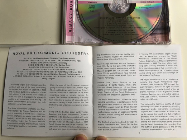 Rimsky-Korsakov – Scheherezade-Symphonic Suite, Opus 35, Spanish Capriccio, Opus 34 / Royal Philharmonic Orchestra, Conductor: Barry Woodsworth ‎/ Centurion Music Audio CD 1993 / 204403-201