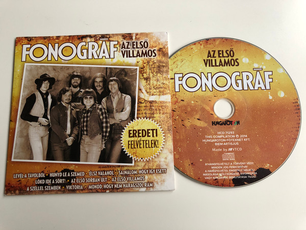Fonográf ‎– Az Első Villamos / Level A Tavolbol, Hunyd Le A Szemed, Elsz Valahol, Sajnalom,Hogy Igy Esett, Lokd Ide A Sort!, Az Elso Sorban Ult, Az Elso Villamos, A Szellel Szemben, Viktoria / Hungaroton Audio CD 2014 / HCD 71293