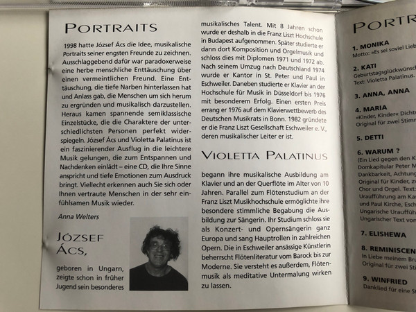 Portraits / Violetta Palatinus - quertflote, Jozsef Acs - klavier / Audio CD 2002