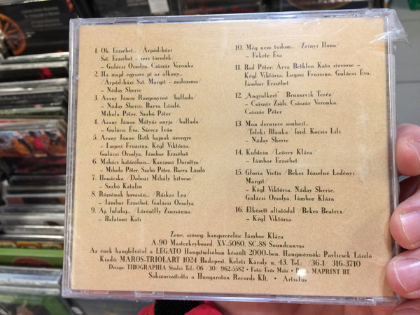 ''adom melled tamaszul'' - Jambor Klara / Tortenelmi noalakok - dalciklus / Hungaroton Records Audio CD / SC-88