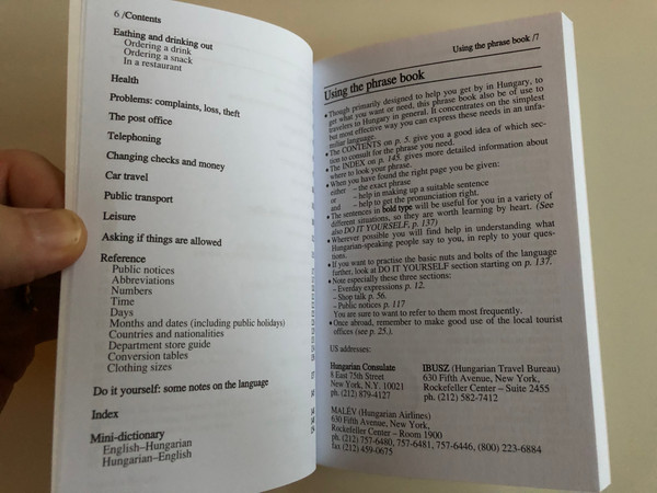 Just Enough Hungarian / How to get by & be easily Understood / An up-to-date phrase book of everyday speech - with a mini dictionary of more than 500 useful words and phrases / 6th edition / Corvina Books (9789631357370)