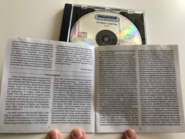 Cziffra / Liszt: Etudes d'execution transcendante Nos. 1, 2, 8, 9 / J. Strauss II - Cziffra: Paraphrases / Gershwin: Rhapsody in Blue, 1955 - 56 / Hungaroton Classic Audio CD 1994 Mono / HCD 31569
