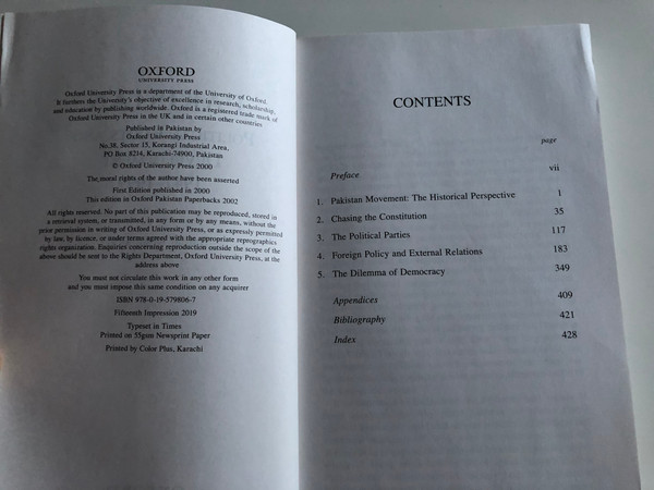 Pakistan - Political Roots & Development 1947-1999 by Safdar Mahmood / Oxford Univeristy Press 2019 / Oxford Pakistan Paperbacks / 15th print (9780195798067)