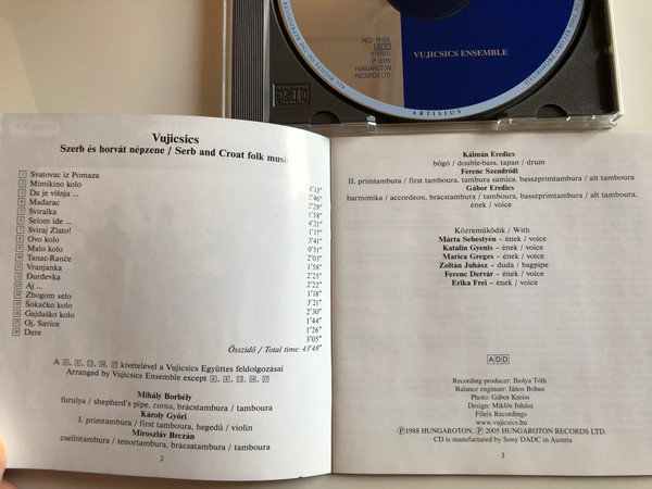 Vujicsics Ensemble – Szerb És Horvát Népzene - Serb And Croat Folk Music / Hungaroton Classic Audio CD 2005 Stereo / HCD 18104