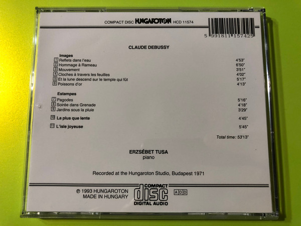 Debussy – Images, Estampes, La Plus Que Lente, L’Isle Joyeuse | Erzsébet Tusa, Piano | Hungaroton CD (1993)