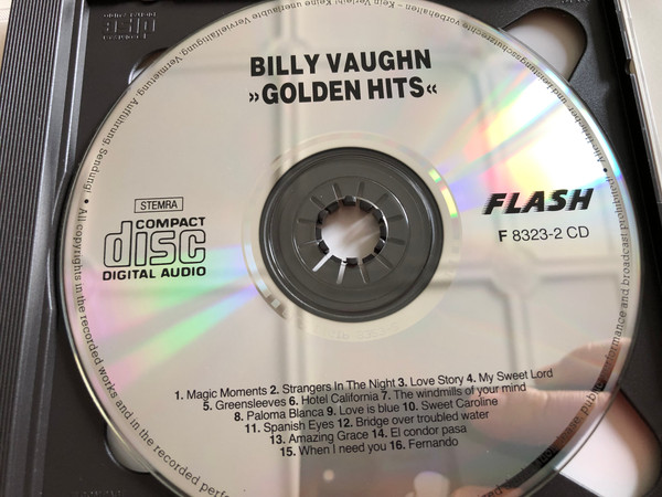 Billy Vaughn ‎– Golden Hits / Magic Moments, Strangers In The Night, Love Story, Bridge Over Troubled Water, El Condor Pasa, and others / Flash Audio CD 1989 Stereo / F 8232-2