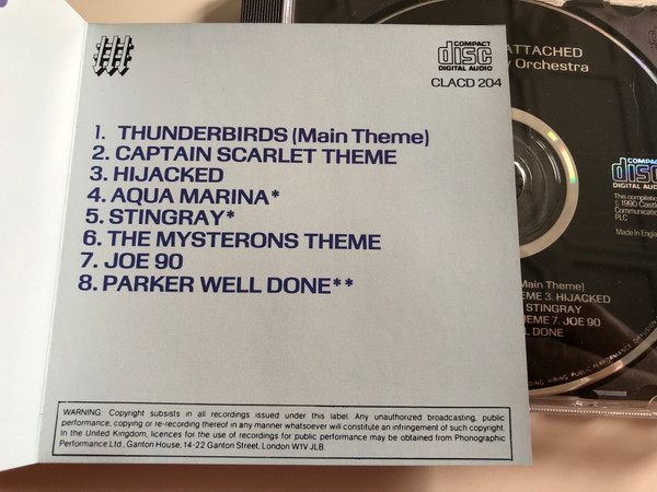 No Strings Attached / Featuring Thunderbirds, Captain Scarlet & The Mysterons, Stringray & Joe 90 / The Barry Gray Orchestra ‎/ Castle Classics ‎Audio CD 1990 / CLACD 204