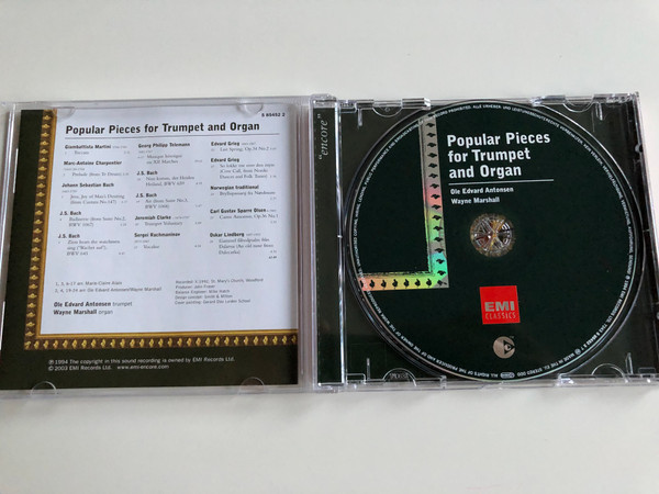 Popular Pieces For Trumpet And Organ / Ole Edvard Antonsen, Wayne Marshall / EMI Classics ‎Audio CD 2003 Stereo / 5 85452 2