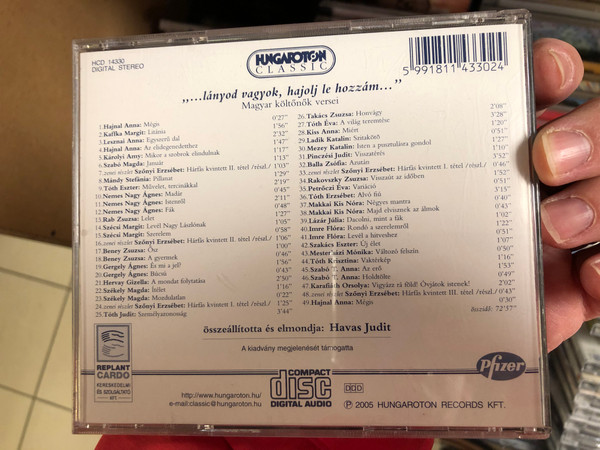 Havas Judit - ''...lanyod vagyok, hajolj le hozzam...'' / Magyar koltonok versei / Hungaroton Classic Audio CD 2005 Stereo / HCD 14330