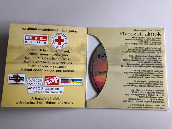 Elveszett álmok - Zámbó Jimmy, Delhusa Gjon / A tiszai árvízkárosultakért / Gong Express Kft. Audio CD / TA 2000