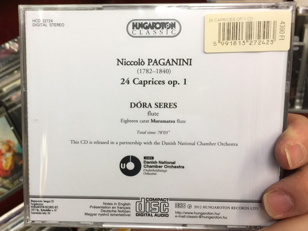 Paganini ‎– 24 Caprices Op. 1 / Dóra Seres - flute / Hungaroton Classic ‎Audio CD 2012 Stereo / HCD 32724