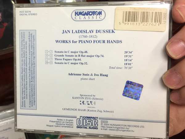 Jan Ladislav Dussek - Works for Piano Four Hands / Adrienne Soos & Ivo Haag / Hungaroton Classic Audio CD 2004 Stereo / HCD 32276