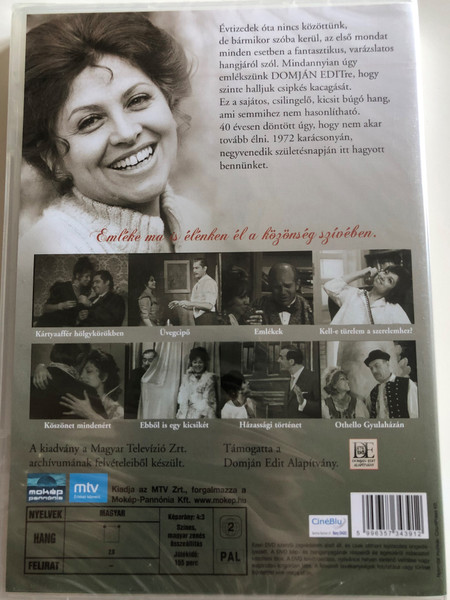 Domján Edit emlékére DVD In memory of Edit Domján, Hungarian Actress / Selection of Scenes (5996357343912)