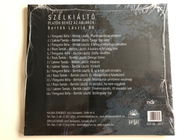 Szelkialto - Platon Benez az Ablakon / Bertok Laszlo 80 / Gryllus ‎Audio CD 2017 / GCD 194 - 2017
