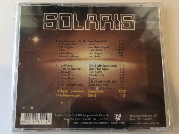 Live In Los Angeles (Digitally remastered version) - Solaris / Includes a studiobonus, ''Beyond'' (12:20) and a new concert bonus ''Rio'' (7:55) / Solaris Music Productions 2x Audio CD 2000 / 5998272700047