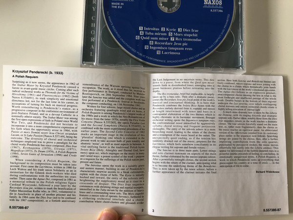 Penderecki ‎– A Polish Requiem / Klosińska, Rappé, Minkiewicz, Nowacki / Warsaw National Philharmonic Choir And Orchestra, Antoni Wit / Naxos ‎2x Audio CD 2004 / 8.557386-87