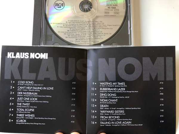 Klaus Nomi ‎– The ★ Collection / Cold Song, Can't Help Falling In Love, Ding Dong / BMG ‎Audio CD 1991 Stereo / ND75004