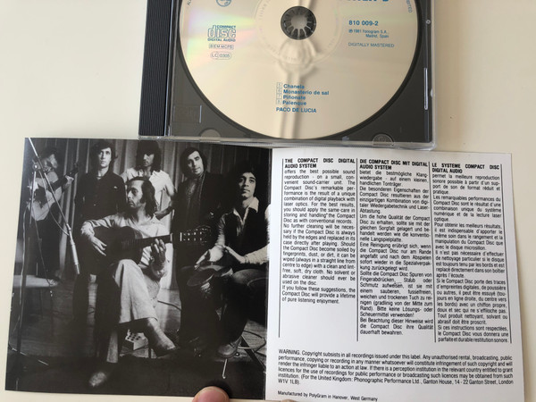 Solo Quiero Caminar - Paco De Lucia / Philips ‎Audio CD 1981 / 810 009-2