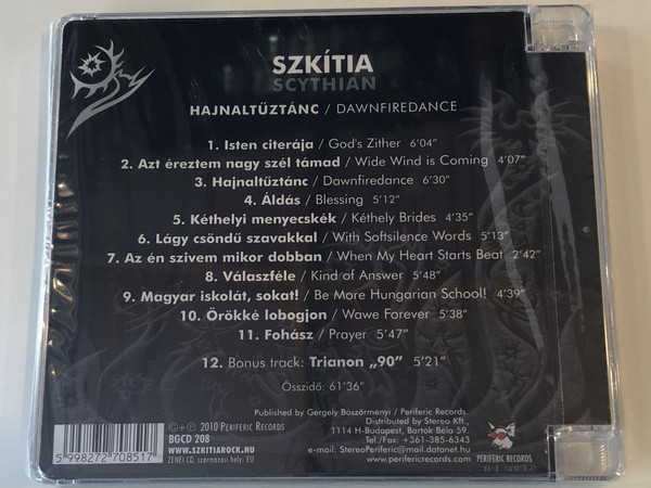 Szkítia ‎– Hajnaltűztánc - Downfiredance / Periferic Records ‎Audio CD 2010 / BGCD 208
