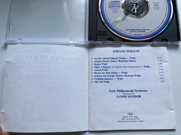 Johann Strauss - Radetzkymarsch, Pizzicato-Polka, Kaiserwalzer, Frühlingsstimmen, Tik-Tak-Polka / Janos Sandor ‎/ Hungaroton ‎Audio CD 1987 Stereo / HRC 054