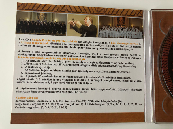 Fel nagy örömre... - Magyar Karácsonyi Énekek / Centate vegyeskar, lubilate leánykar, ifj. Sapszon Ferenc karnagy / Kodaly Zoltan Magyar Korusiskola Audio CD 2008 / KZMKCD10