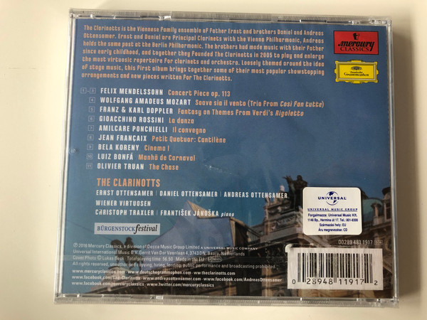 The Clarinotts - Ernst, Daniel & Andreas Ottensamer ‎/ Mercury Classics ‎Audio CD 2016 / 00289 481 1917