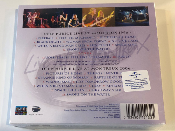Deep Purple ‎– Live At Montreux (1996 & 2006) / Eagle Classics / Eagle Records ‎2x Audio CD, Set 2013 / EDGCD513